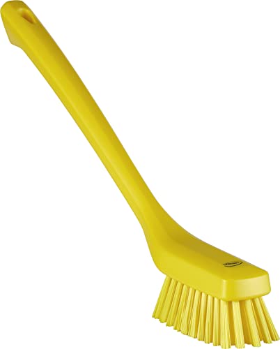 Vikan 41856 Narrow Cleaning Brush with Long Handle, 16.5", Stiff, Yellow - color: Yellow