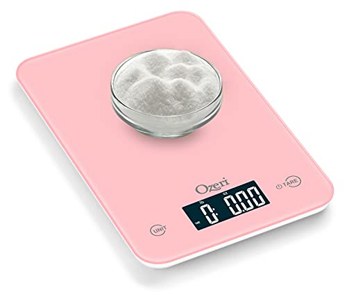 Ozeri Touch Digital Kitchen Scale (12 lbs Edition) in Tempered Glass - color: Crystal Rose