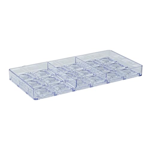 Restaurantware-Pastry Tek 10.8 x 5.3 Inch Chocolate Shaping Mold, 1 Freezable Candy Mold - 18 Cavities, Cocoa Bean-Shaped, Clear Polycarbonate, For Chocolate, Dishwashable, Easy To Release - size: 1 Count | 10.8 x 5.3 Inch, style: Cocoa Bean