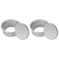 HARFINGTON 2Pcs Round Cake Pan with Removable Loose Bottom 4" Small Cheesecake Pan Anodized Aluminum Nonstick Baking Pan for Wedding Birthdays Party Event - color: Silver Tone, size: 4"