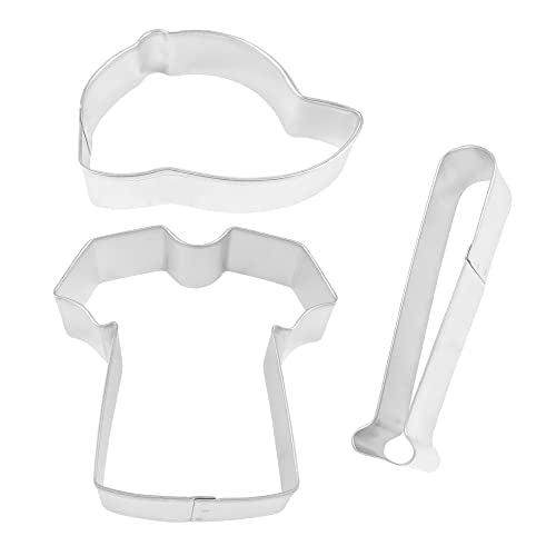 R&M International 5188 Baseball Bat, Hat, and Jersey Tee Shirt Cookie Cutters 3-Piece Set