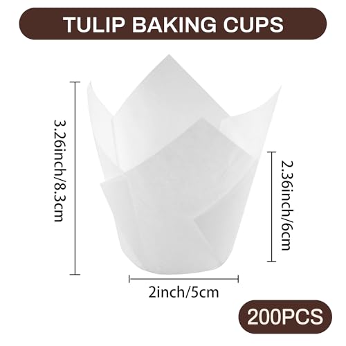 200PCS Tulip Cupcake Liners, Parchment Muffin Liners, White - color: White, size: 200 Count