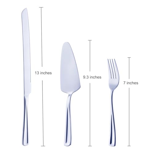 GoGeiLi Stainless Steel Wedding Cake Cutting Set with Forks - color: Silver cake cutting set