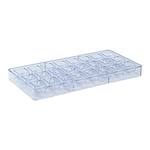 Pastry Tek 10.8 x 5.3 Inch Chocolate Shaping Mold, 1 Freezable Candy Mold - 24 Cavities, Block-Leaf Design, Clear Polycarbonate Chocolate Mold, Dishwashable, Easy To Release - Restaurantware - size: 1 Count | 10.8 x 5.3 Inch, style: Block-Leaf