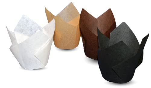 Coffee Set Tulip Baking Cups Cupcake Liners Muffin Liners Greaseproof Paper 200 - color: Coffee