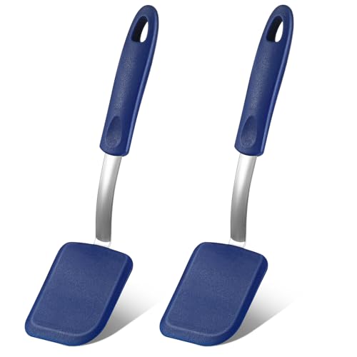 2Pcs Mini Silicone Cookie Brownie Spatula, Solid Flat, Blue - color: Blue, style: Solid Flat