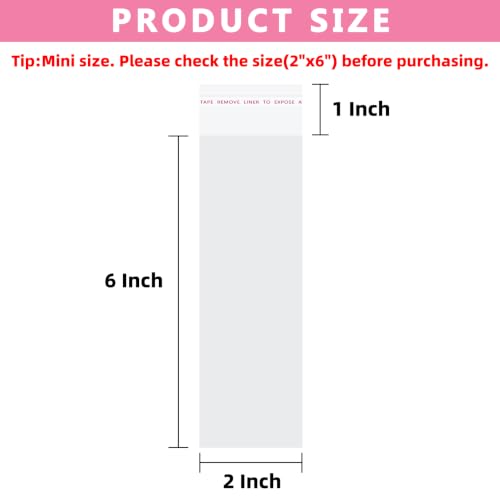 Morepack 2x6 Inch Mini Self Sealing Cellophane Bags 200Pcs - size: 2" x 6" (Pack of 200)