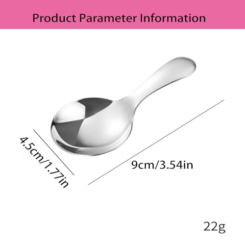 4PCS Mini Scoop for Canisters,Stainless Steel Short Handle Spoons Salt Spoons Condiments Spoon Dessert Spoon,Mini Candy Scoops（sliver）