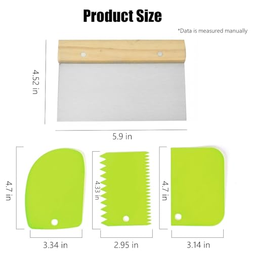4 PCS Bench Scraper, Scraper Food Tool,Dough Scraper and Pastry Cutter With Scale,Food Chopper Baking Supplies Kitchen Gadgets (Brown) - color: Brown