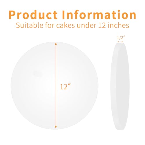 5Pcs Cake Boards 12 Inch Round - Sturdy 1/2 Inch Cake Drum, Food Grade Cake Rounds,Multiple Layers of Corrugated Cardboard for Heavy or Multi Layer Cakes for Birthdays,Weddings, Parties (12inch/5pcs) - color: White, size: 12inch/5pcs