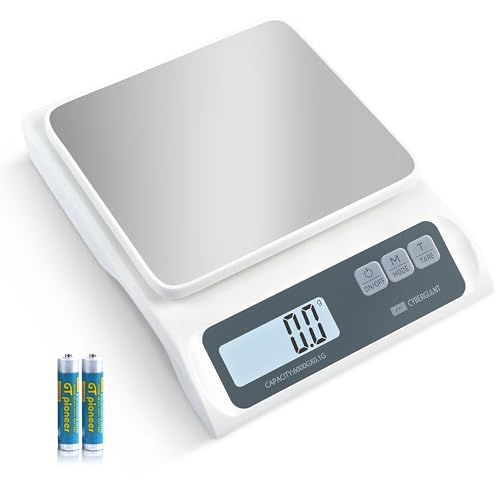 CYBERGIANT 13lb/0.1g Precision Digital Food Scale - Meal Prep Kitchen Baking & Espresso Coffee - Gram Scale with Stainless Steel Platform & LCD Display - color: White
