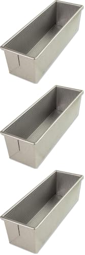 USA Pan Bakeware Pullman Loaf Pan, Large, Silver (Pack of 3) - size: 13 x 4 (Pack of 3), style: No Lid