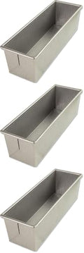 USA Pan Bakeware Pullman Loaf Pan, Large, Silver (Pack of 3) - size: 13 x 4 (Pack of 3), style: No Lid