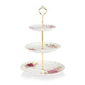Sweejar 3 Tier Ceramic Cake Stand Wedding, Dessert Cupcake Stand for Tea Party Serving Platter (Fresh Flower) - color: Fresh Flower
