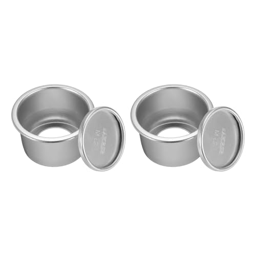 HARFINGTON 2Pcs Round Cake Pan with Removable Loose Bottom 2" Small Cheesecake Pan Anodized Aluminum Nonstick Baking Pan for Wedding Birthdays Party Event - color: Silver Tone, size: 2"