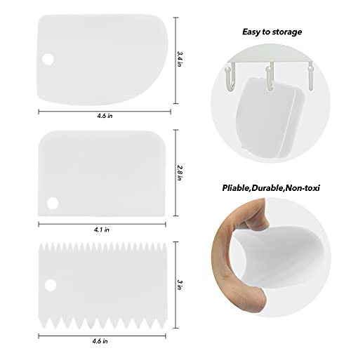Stainless Steel Icing Spatulas Angled Cake Spatulas with 3 Cake Smoother Scrapers- Professional Frosting Offset Spatula Set with 6, 8, 10 inch Blades for Cake Decorating