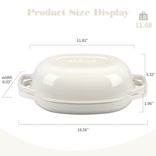 EDGING CASTING Enameled Cast Iron Oval Dutch Oven Pot with Lid, Dutch Oven for Sourdough Bread Baking, Bread Oven, Bread Dutch Oven, Oval Bread Pan, 5qt, White - color: White, size: 5 Quart