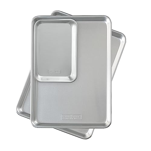 Nordic Ware Naturals Half Sheet Set - USA Made Aluminum Commercial Quality Sheet Pan for Baking or Roasting, Encapsulated Galvanized Steel Rim Prevents Warping, 2pk Half + 1/8 Sheet - style: 2pk Half + 1/8 Sheet