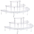 HENABLE Acrylic Display Risers, 3 Tier Clear Cupcake Perfume Stand Organizer, Half Moon Dessert Stand for Display, Food, Amiibo Funko POP Figure (2half