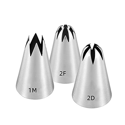 1M 2D 2F Piping Tips Set, Large Icing Tips for Cake Rosettes & Flowers - color: A