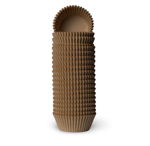 200 Paper Cupcake Liners, Muffin Liners or Baking Cups for Desserts, Muffins, Cupcakes and More Treats; Grease Proof, No Smell, Food Grade, Nut Serving Containers (Brown) - color: Brown