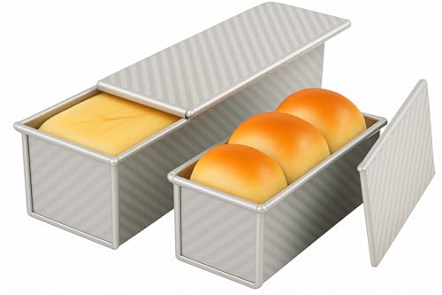 Pullman Loaf Pan with Lid, 2-Pack, 13x5 and 8.4x4.8 Inch