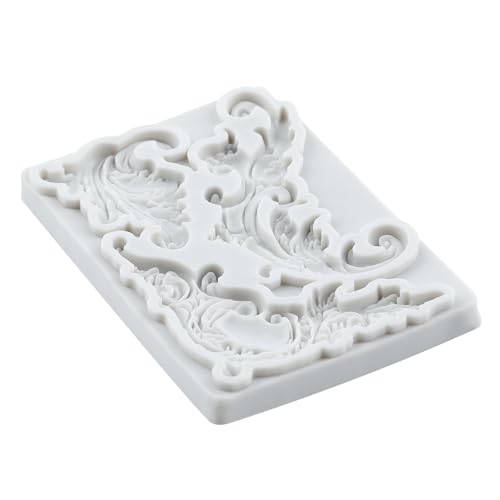 Baroque Fondant Mold Curlicues Scroll Relief Lace Silicone Molds - color: Style T