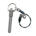 Stainless Steel Ring Quick-Release pin, Grip Button Locking pin, Ball Locking pin, with Safety Rope (Dia:1/4, L:2in) - size: L:2in