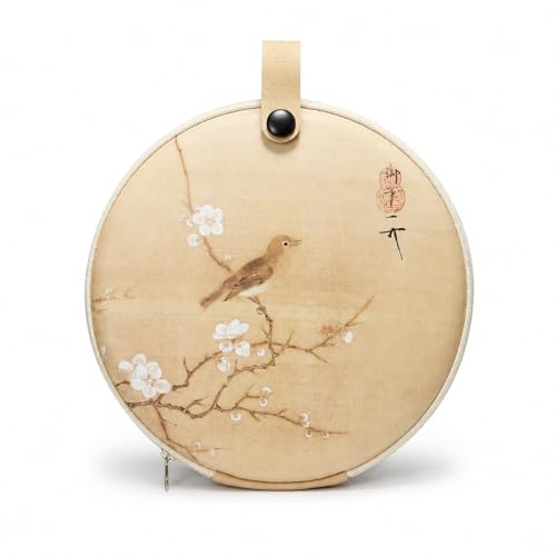 LUOZZY Pu'er Tea Cake Storage Bag Round Tea Cake Packing Bag with Plum Blossom Pattern Teacakes Organizer with Portable Loop for Home Office Decoration