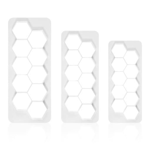 3Pcs Hexagon Cookie Cutter, 3 Size Plastic Cake Fondant Cutter Biscuit Cutters Geometric Baking Tools Cake Decorating