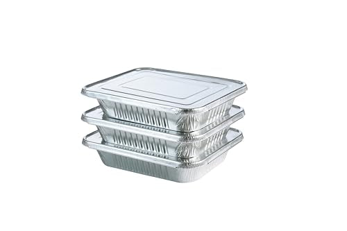 Aluminum Pans With Lids 9x13 [10 Sets] Aluminum Foil Pans Trays With Lids - Half Size Tin Foil Disposable Pans For Baking, Cake Serving Dishes, Roasting, Heating, Serving & Lining Steam-Table Trays - size: 10 Pack with Lids