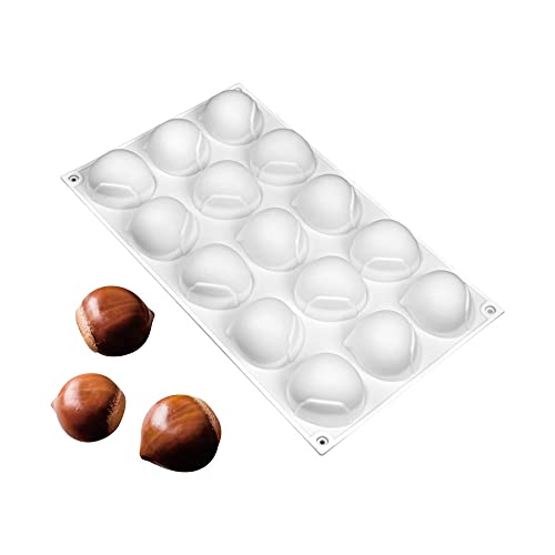 mostsom Mini Chestnut-Shaped Silicone Mold, 15 Cavity Non-Stick Gummy Mold for Chocolate, Fondant, Candy, Biscuits, Cookie, Jelly (Chestnut A) - size: Chestnut A