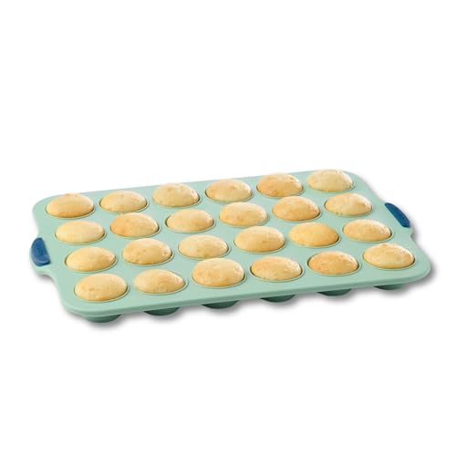 Starfrit 24-Cup Mini Muffin Pan, Silicone, Metal Frame, Green - size: 24 muffins pan