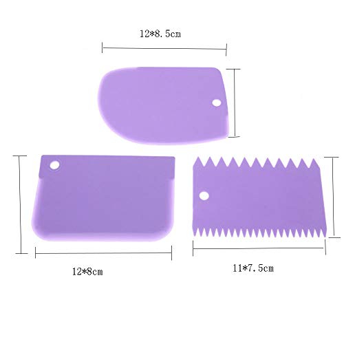 3 Pcs Cake Scraper Smoother Set, Cake Icing Smoother Tool for Cake Decorating, Plastic Dough Scraper Flexible Bowl Scraper for Baking