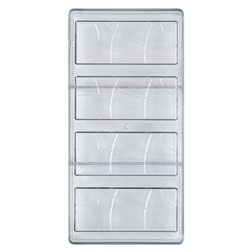 Restaurantware-Pastry Tek 10.8 x 5.3 Inch Chocolate Bar Molds, 10 Dishwashable Chocolate Molds - 4 Cavities, Freezable, Clear Polycarbonate Candy Mold, For Protein and Energy Bars, Easy To Release - size: 10 Count | 10.8 x 5.3 Inch, style: Bar