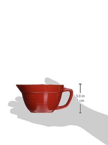 Creative Co-Op 4‑Piece Stoneware Ribbed Batter Bowl Measuring Cups, Yellow, Blue, Green and Red - color: Multicolor