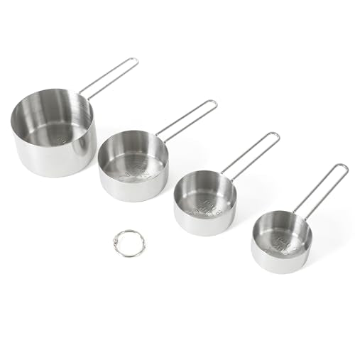 Martha Stewart Richburn 4-Piece Stainless Steel Measuring Cups Set – Durable and Accurate Kitchen Measuring Tools for Baking and Cooking (Pack of 4) - color: Silver, size: Measuring Cups (Set of 4) (Pack of 4)