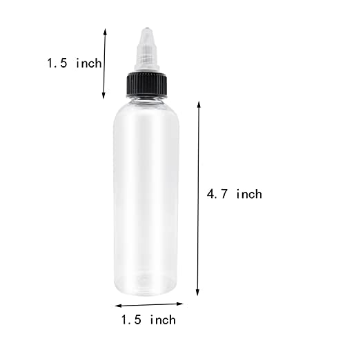 6 Pcs Dispensing Bottles, 4oz Plastic Squeeze Bottles with Twist Top Cap