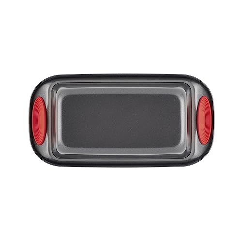 Rachael Ray 47962 Yum-o! Bakeware Oven Lovin' Nonstick Loaf Pan, 9-Inch by 5-Inch Steel Pan, Gray with Red Handles (Pack of 6) - color: Gray with Red Grips, size: 9 Inch x 5 Inch (Pack of 6)