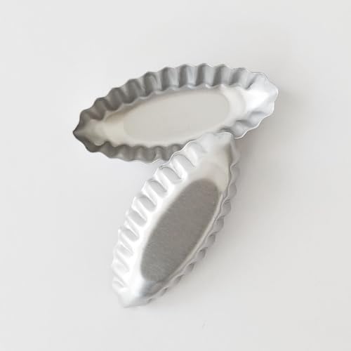 Tiny Tart Pan Boat Shape, 10PCS Fluted Edge Flower Tartlet Molds