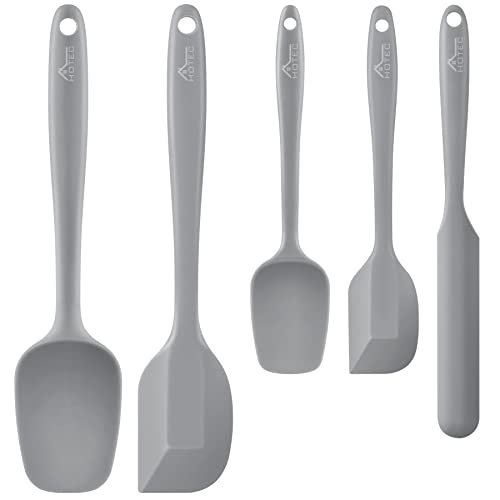 HOTEC BPA-Free Silicone Rubber Spatula Set, Grey, Set of 5 - color: Gray