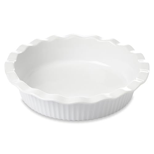 Miicol White Ceramic Pie Pan 50 oz, 9 inch Ripple Edge Deep Baking Dish - size: 9 INCH PACK OF 1