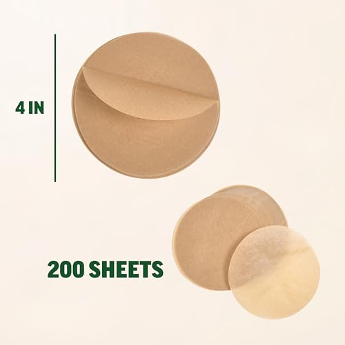 Zenlogy 4-Inch Parchment Paper Rounds, 200 Sheets, Unbleached, Pre-Cut - size: 4" rounds - 200 sheets