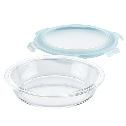 LocknLock LOCK & LOCK Purely Better Glass Round Pie Baking Dish/Food Storage Container with Lid, Clear, 9.5 Inch (Pack of 4) - style: Pie Dish (Pack of 4)