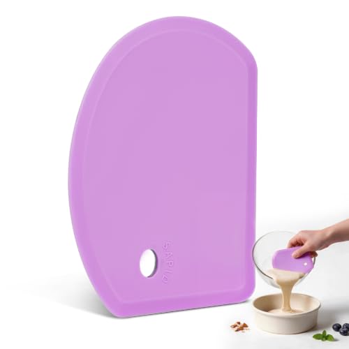 Sapid Silicone Bowl Scraper Flexible Curved Edge Dough Scraper Baking Bread - color: Purple