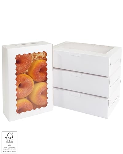 qiqee 100Pcs White Cookie Box with Window 9"x6"x2.5" Pastry Macaron Bakery Box for Packaging - color: White, size: 9" x 6" x 2.5" / 100 Pcs
