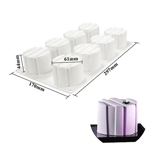 3D Small Cylinder Square Shape 8 Holes Non-stick Silicone Mold for DIY Pastry Jelly Cupcakes Mousse Ice Cream Chocolate Utensil (Cylinder Square I_11.88 X6.8 X1.76 inch) - size: Cylinder Square I_11.88 x 6.8 x 1.76 inch
