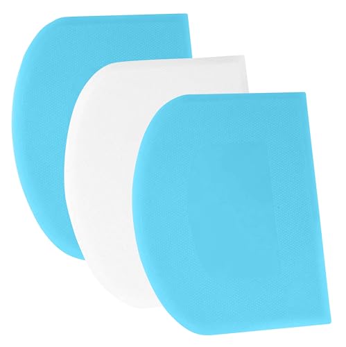 SURDOCA Dough Scraper Bench Scraper - 3P 4.7x3.7" Plastic Flexible Bowl Scraper, Sharp Edge & Angles Cake Scraper. Non-Slip Bakeware Decorating Tools Sculpting & Modeling Tools - Blue+White+Blue - color: Blue+White+Blue, size: 12x9.5cm/4.7x3.7''
