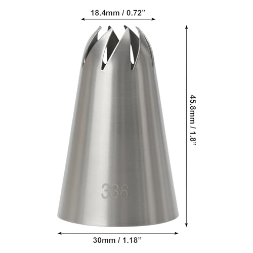 Closed Star Piping Tip #336 – 4Pcs Large Stainless Steel Pastry Tube Nozzle Tips for Cake Decorating, Frosting, Cream, Icing, Cupcakes, Swirls, Roses, Snow Tops, Cookies & Baking