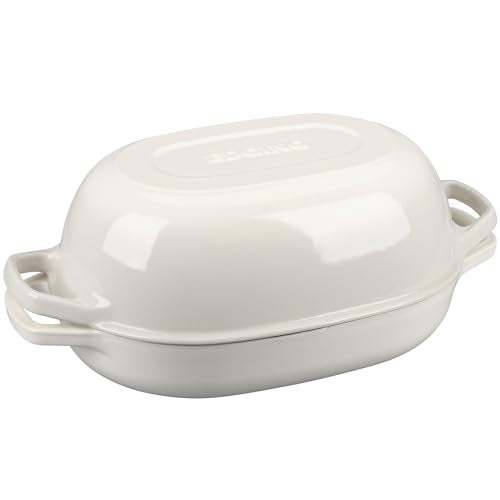 EDGING CASTING Enameled Cast Iron Oval Dutch Oven Pot with Lid, Dutch Oven for Sourdough Bread Baking, Bread Oven, Bread Dutch Oven, Oval Bread Pan, 7qt, White - color: White, size: 7 Quart